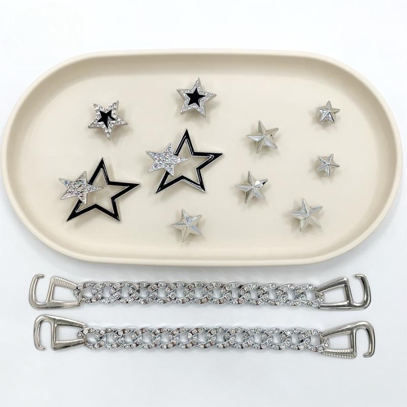 

12 шт. модные подвески для обуви набор аксессуаров пряжка для обуви с отверстиями металлическая цепочка со стразами пятиконечная звезда DIY украшения для обуви