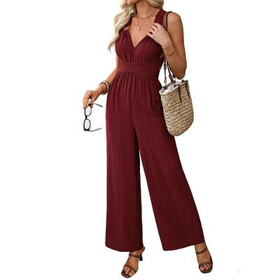 Pantalones Rectos con Tirantes Nuevos para Mujer Primavera/Verano 2026, Mono Europeo y Americano de Pierna Recta con Espalda Descubierta y Cintura Alta
