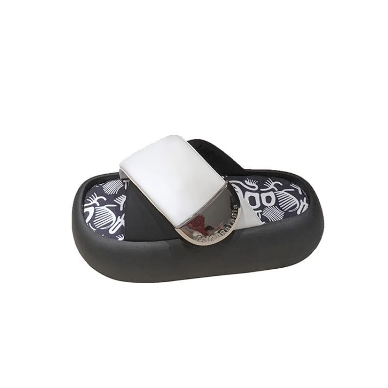 

Корейская версия граффити шлепанцы на толстой подошве с перекрестными ремешками для женщин, для ношения 2025 лето новая мода повседневные цветные шлепанцы 39 белый