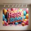 Colourful Happy Birthday Theme Backdrop Supplies 3D Ballon Background Banner Kids Birthday Party Decorations Photo Shoot Props