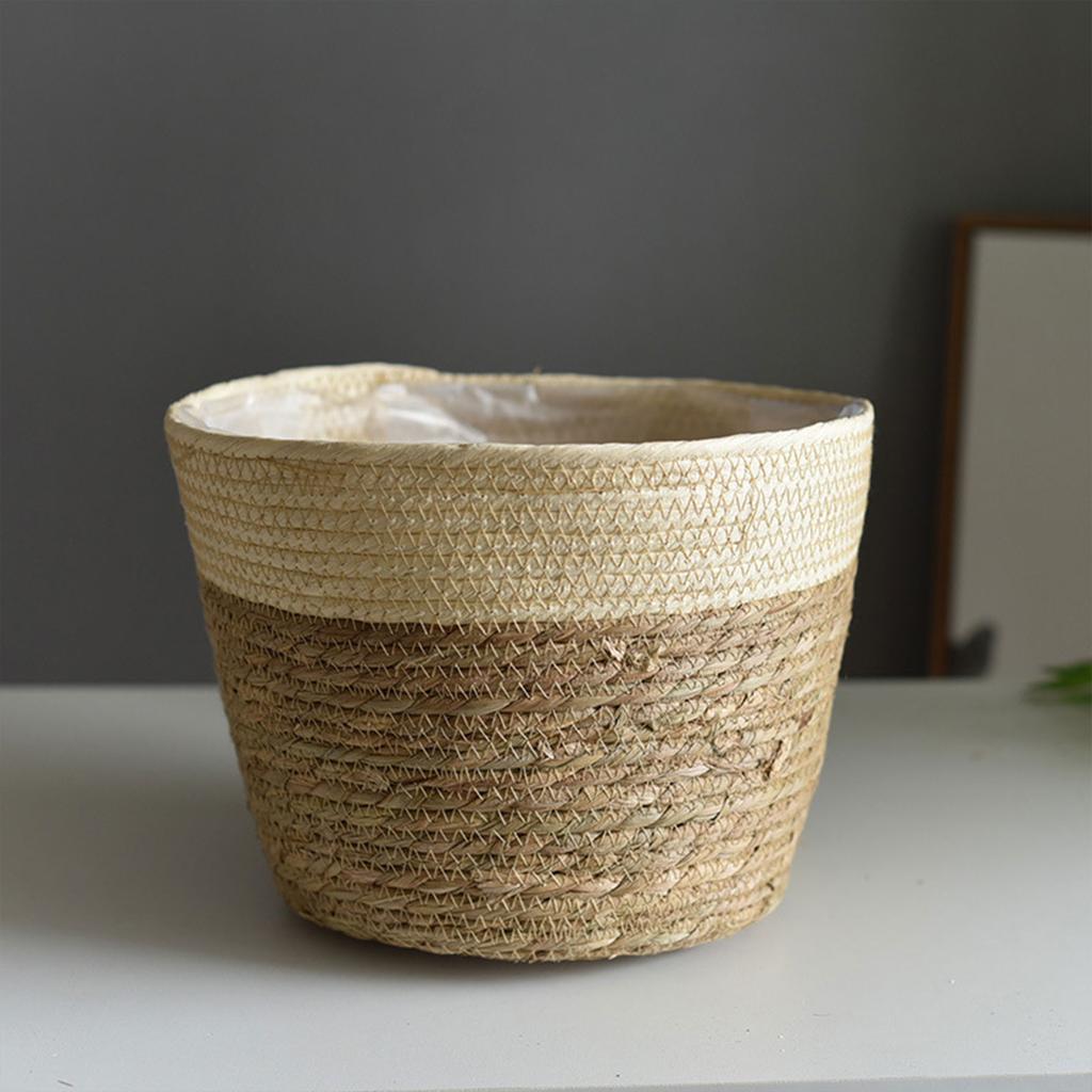 Large Straw Flowerpots Flower Baskets Potted Plants Plants Seaweed Weaving Handmade Crafts Floor Indoor Weaving Baskets FU