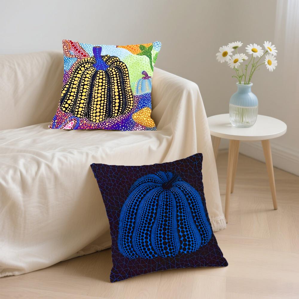 Yayoi Kusama Abstrakte Kunst Kürbis Kissenbezug Bequemer Wendbarer Kissenbezug Ideal für Auto Sofa Schlafzimmer & Mehr