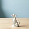 3D Printed Geometric Dog Sculpture Modern Minimalist Desk Decor Matte Black & White