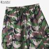 ZANZEA Women Casual Elastic Waist Loose Camouflage Print Cargo Pants