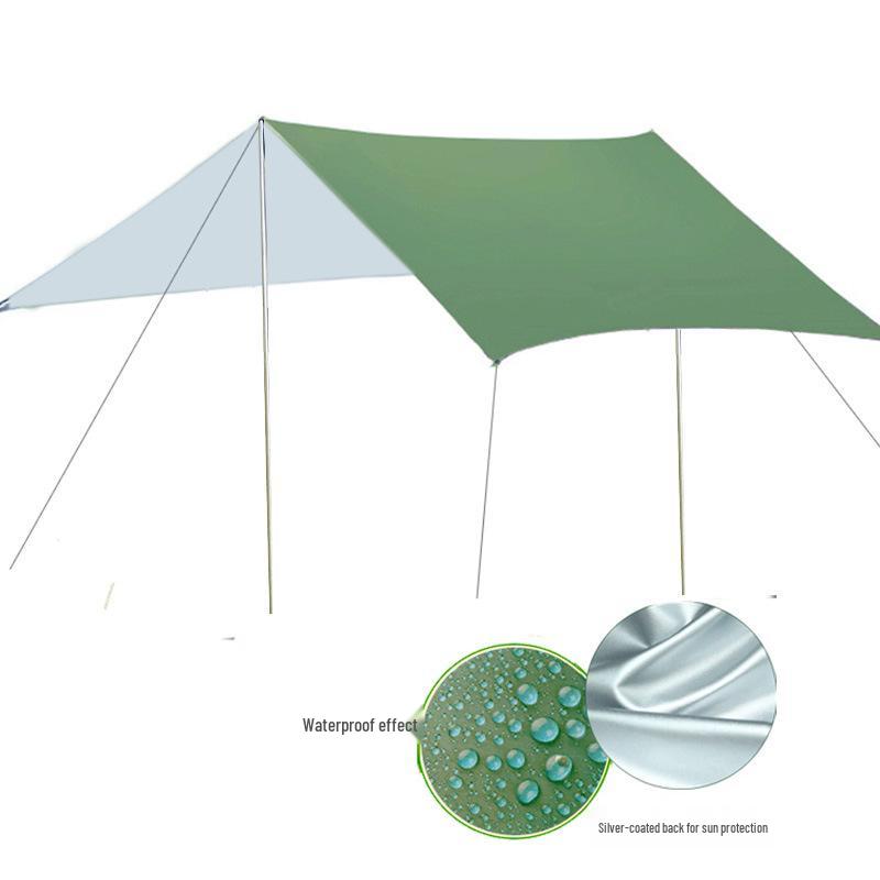 Extra Large 3x3m Outdoor Sunshade & Rainproof Canopy with Poles - Perfect for Beach, Fishing, Picnic, Camping with Moisture-Proof Ground Sheet