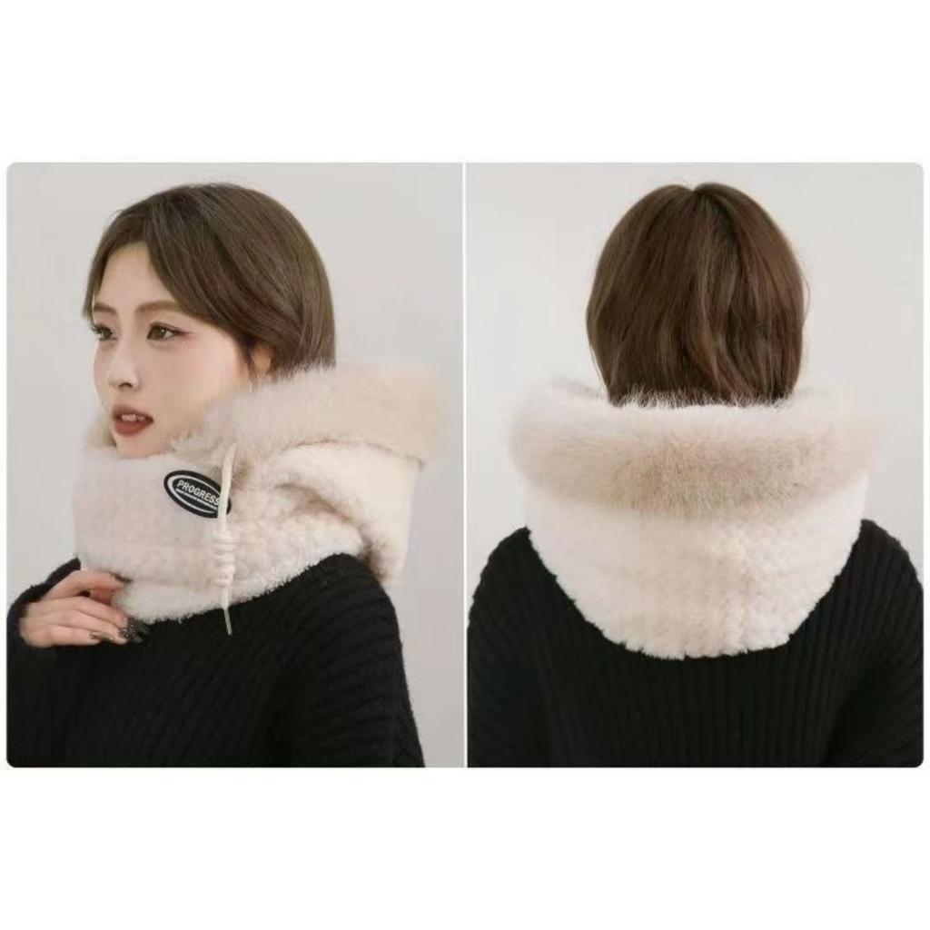 Bonnet coupe-vent pour femmes, cyclisme d'automne et d'hiver, gardant au chaud et protégeant les oreilles. Capuche une pièce d'extérieur, Masque écharpe en peluche