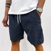 Men's Retro Corduroy Shorts, Casual Loose And Textured Shorts, Solid-color Sport Knee-length Pants