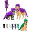 3D Tyrannosaurus Rex Skelett Haustier Halloween Kostüm Weiches Plüsch Kapuzen Outfit für Kleine Mittlere Hunde Katzen Feiertagsparty Cosplay Verkleidung