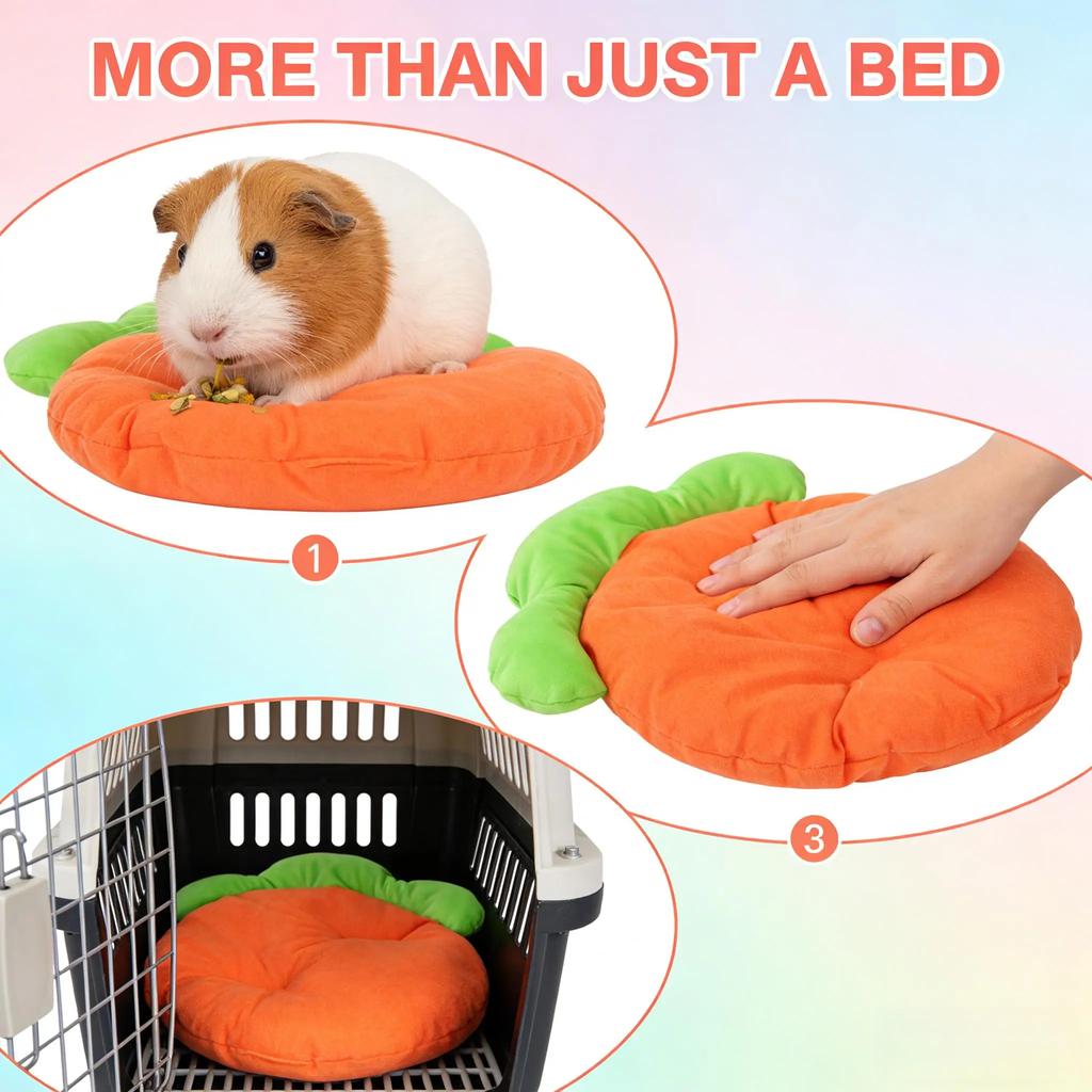 Guinea Pig Carrot Shape Cage Bed Mat, Warm Comfortable Small Pet Sofa Bedding, Soft Rest Pad for Rabbits, Guinea Pigs