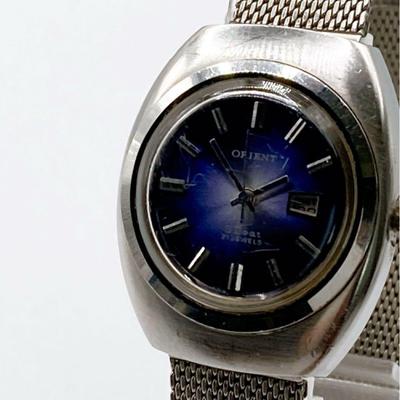 Used 395 ORIENT Women's Watch Manual Winding Operating Blue Dial