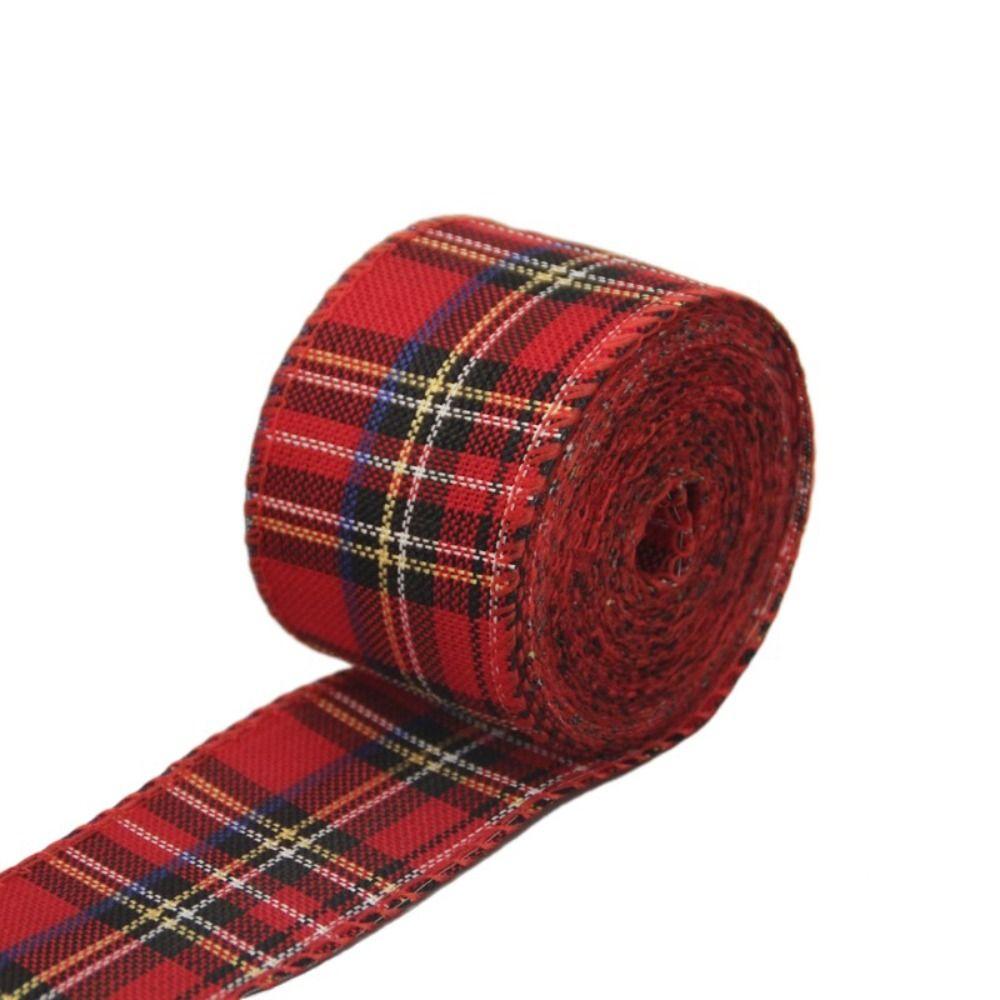 Imitation Linen Linen Ribbon Red Black Lattice Lattice Ribbon Christmas Plaid Ribbon  Gift Wrapping