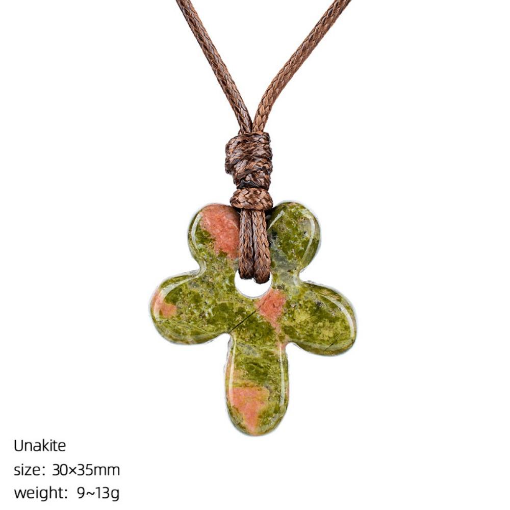 Semi-Precious Agates/Amethyst Necklace Five-Petal Pendant Necklace  Birthday Gifts