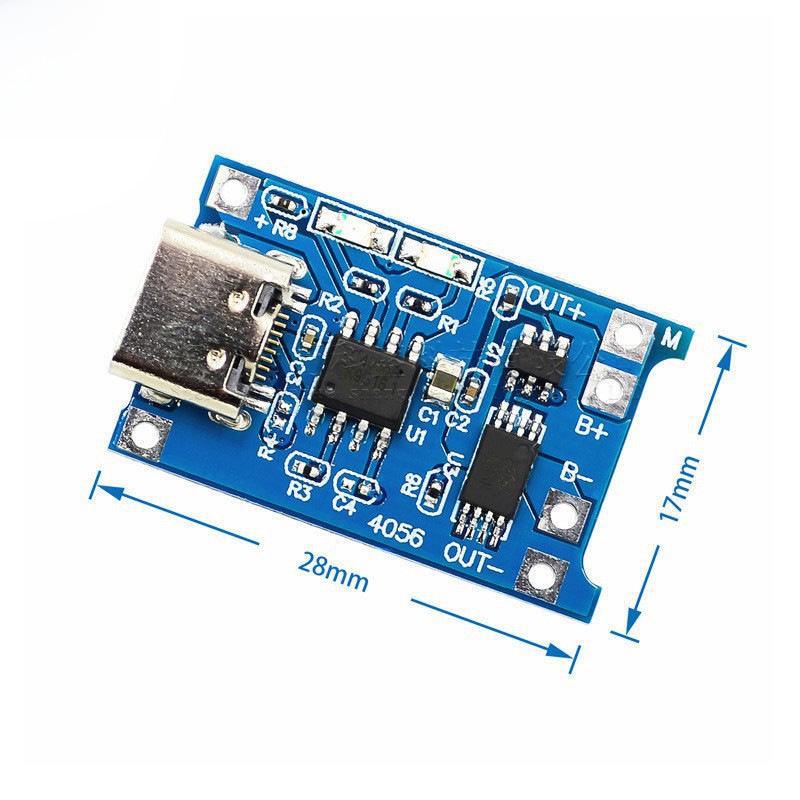 TP4056 Lithium Battery Charging Board (1A) with Overcharge/Discharge Protection for 3.7V-4.2V 18650 Batteries