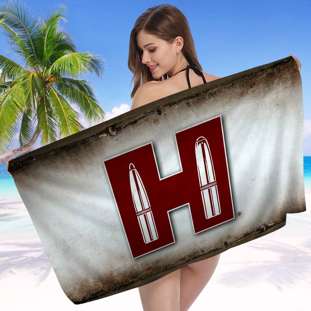H-Hornady Logo Fashion Beach Towel Colorful Bath Towels For Girl Microfiber Quick Dry Custom Sand Free Beach Yoga Spa Gym Pool