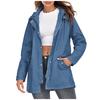 Women Hooded Waterproof Zipper Mid-length Windproof Waterproof Raincoat Jacket