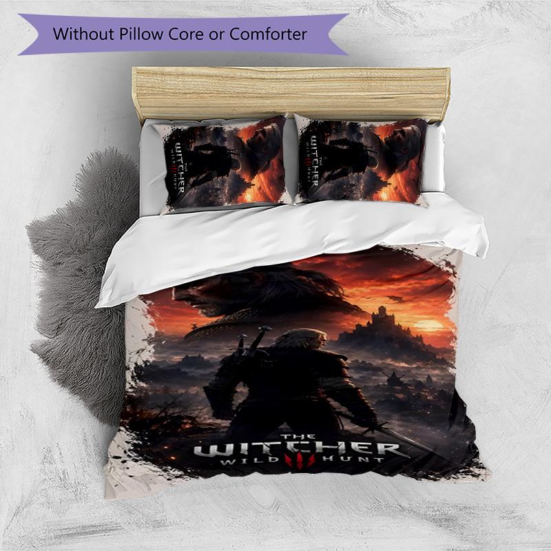 3pcs The Witcher Design Cover Set - HD Printed Bedding with 1 Cover and 2 Pillowcases - Perfect for Home and Dorm Decor