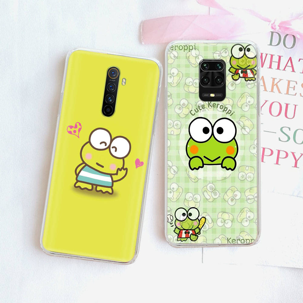 JZ2 Kerokero Keroppi Transparent Case for Samsung A04 A14 A23 M33 M53 Realme 10 9 C35 C55 VIVO Y02 X80 Infinix Hot 30 Note 11 Tecno Spark 8P Pro