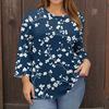 Women's Fashion Casual Print Round Neck 3/4 Sleeve T-Shirt Top