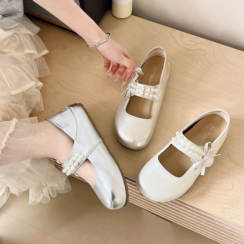 Thick-soled Inner Height Increase Silver Single Shoes Women's New Summer Skirt Mary Jane Evening Small Leather Shoes