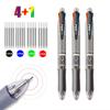 1 Stück 5-in-1 Mehrfarbige Kugelschreiber mit 4 Farben Wechselbare Tintenpatronen 1 Automatischer Bleistift Kawaii Schreibwaren Oberer Radierer