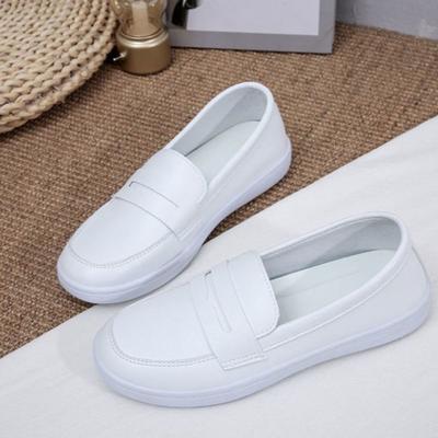 Women's Soft Soled White Breathable Wear-resistant Shoes Are Comfortable Non Slip Flat Bottomed Simple Casual Single Shoes