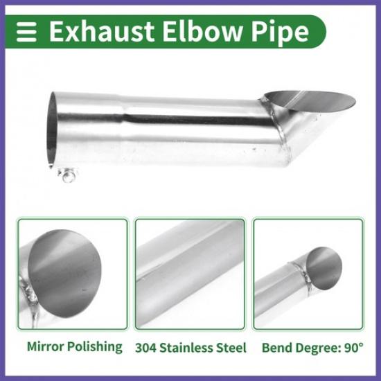 2.0" ID Inlet T304 Stainless Steel Turn Down Exhaust Tip 9.1" Long Silver