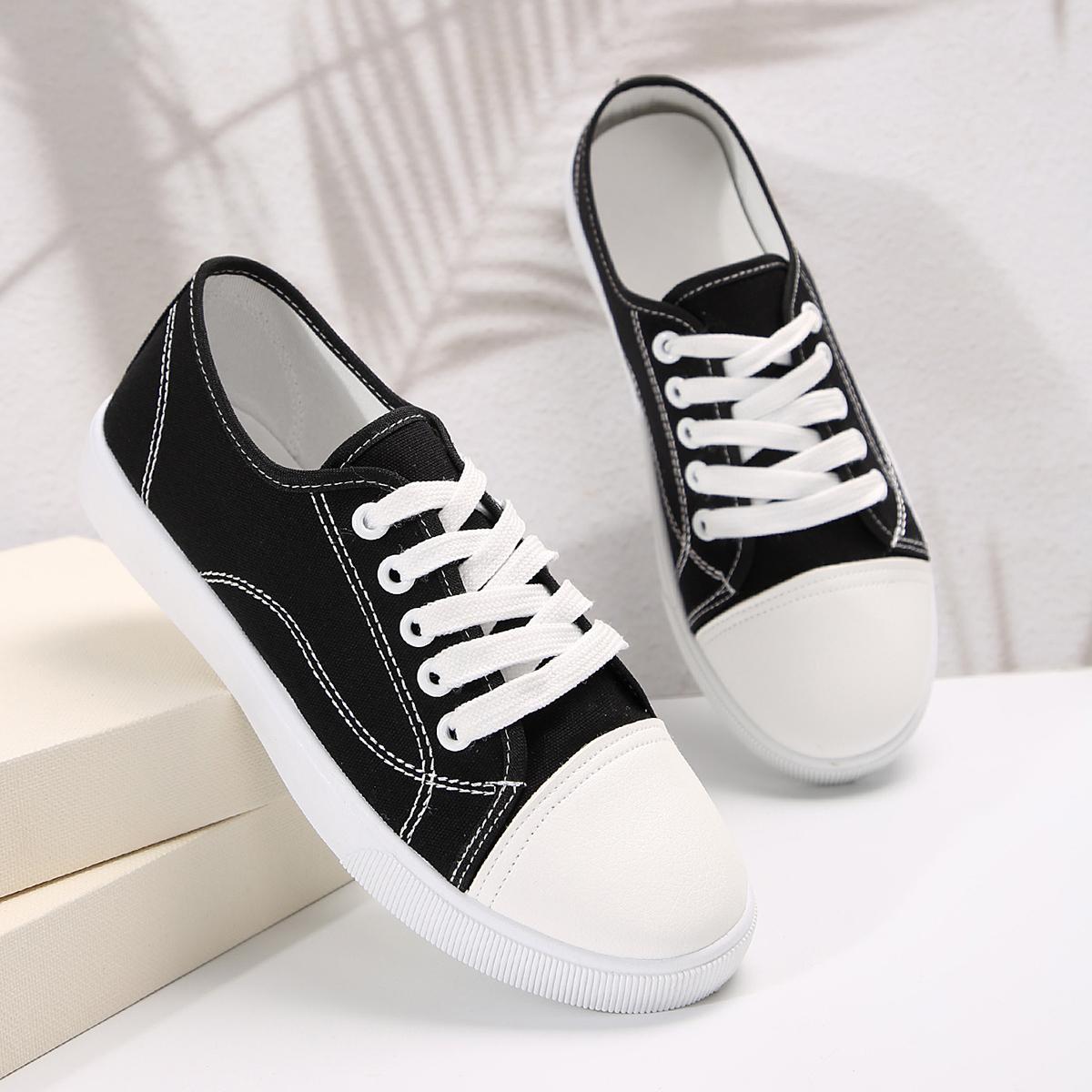 

2024 Autumn New Women s Fashion Canvas Sneakers Casual Flats Loafers 42 чёрный