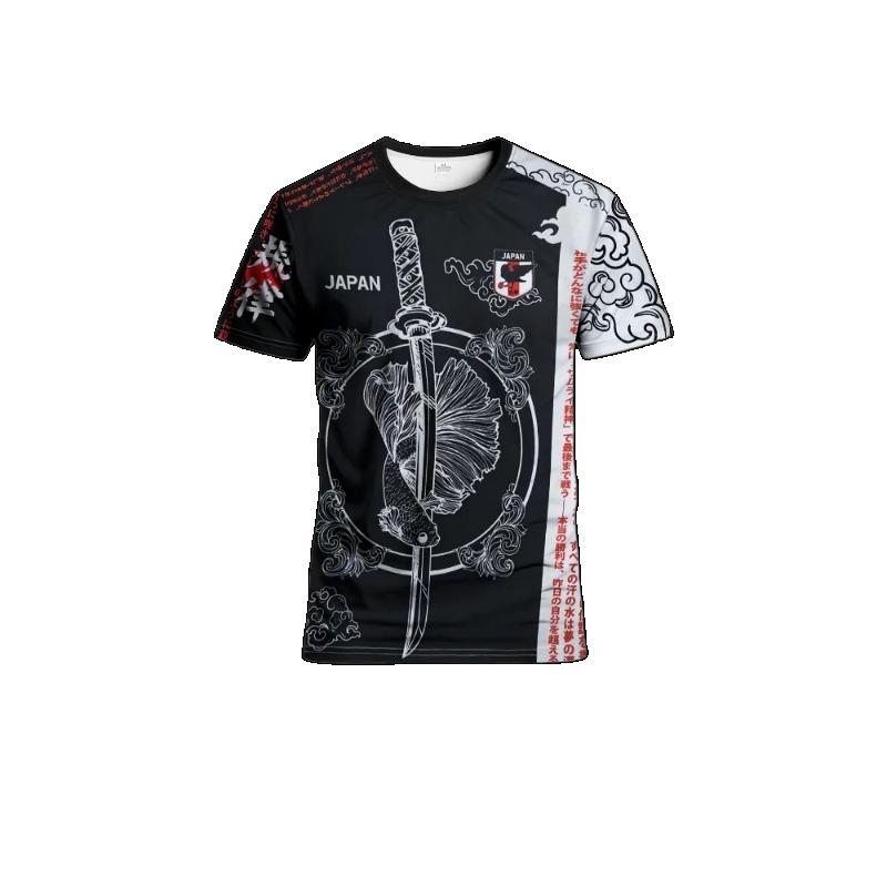 Japanese Special Edition Men's Football Uniform Round Neck Comfortable Sports Top Sweat-absorbent Breathable Japanese Martial Ar