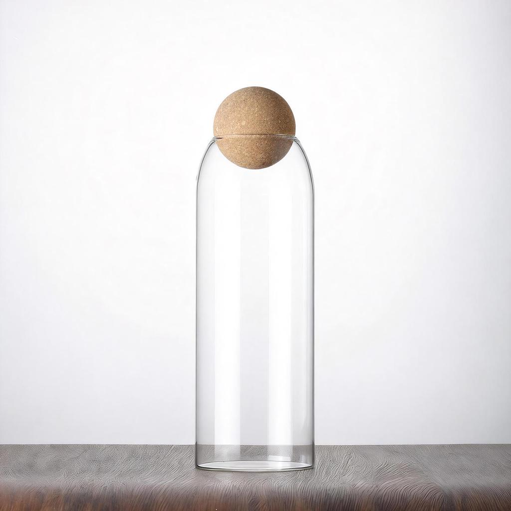 Modern Glass Coffee Bean and Tea Storage Jar with Cork Stopper