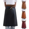 Faux Leather Half Apron for Men Women Waterproof Oil Resistant Cooking Apron with Adjustable Waist Strap Kitchen Fashion Accessory