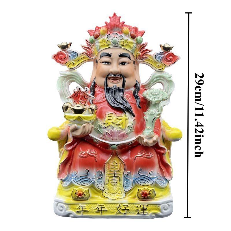 

1pc Ceramic God of Wealth Ornament Fortune Seeking Buddha Statue Ornament Home Decoration Household Ceramic Buddha Statue