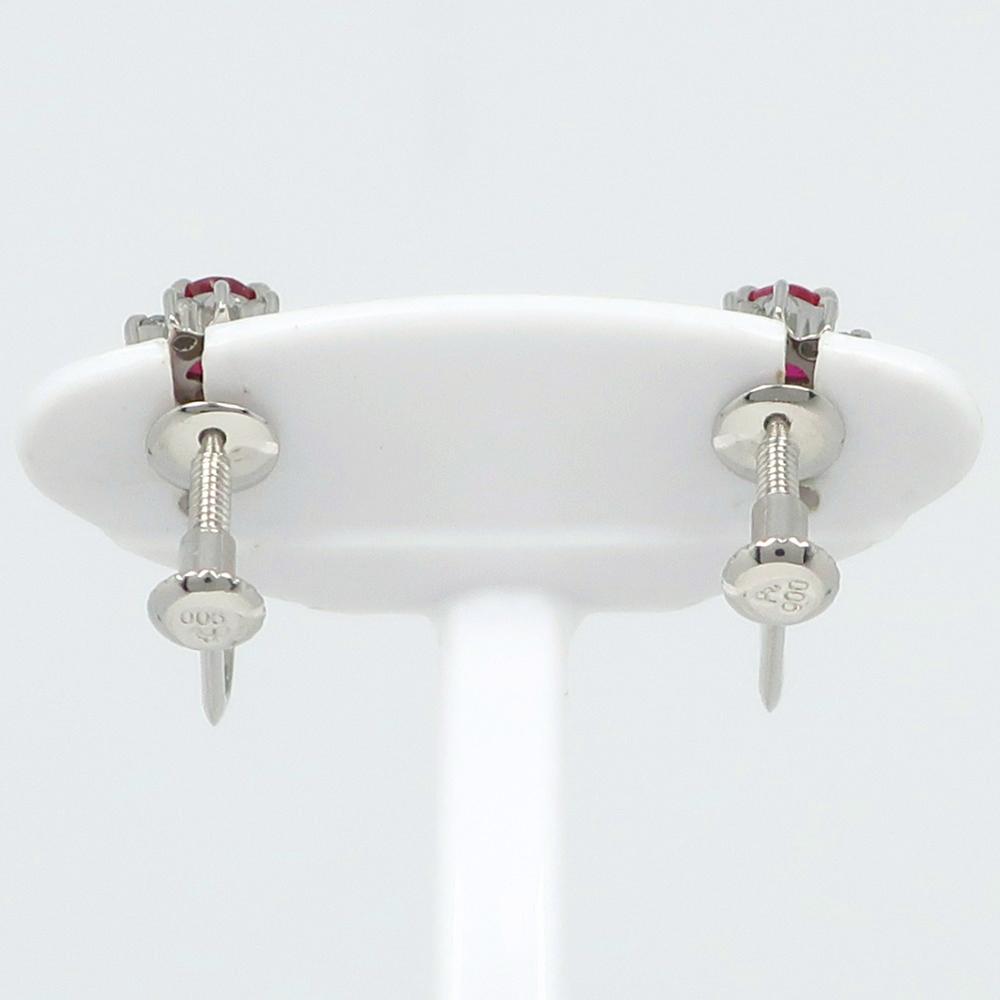 Earring Pt900Platinum/Ruby/diamond 2.2g Women Used