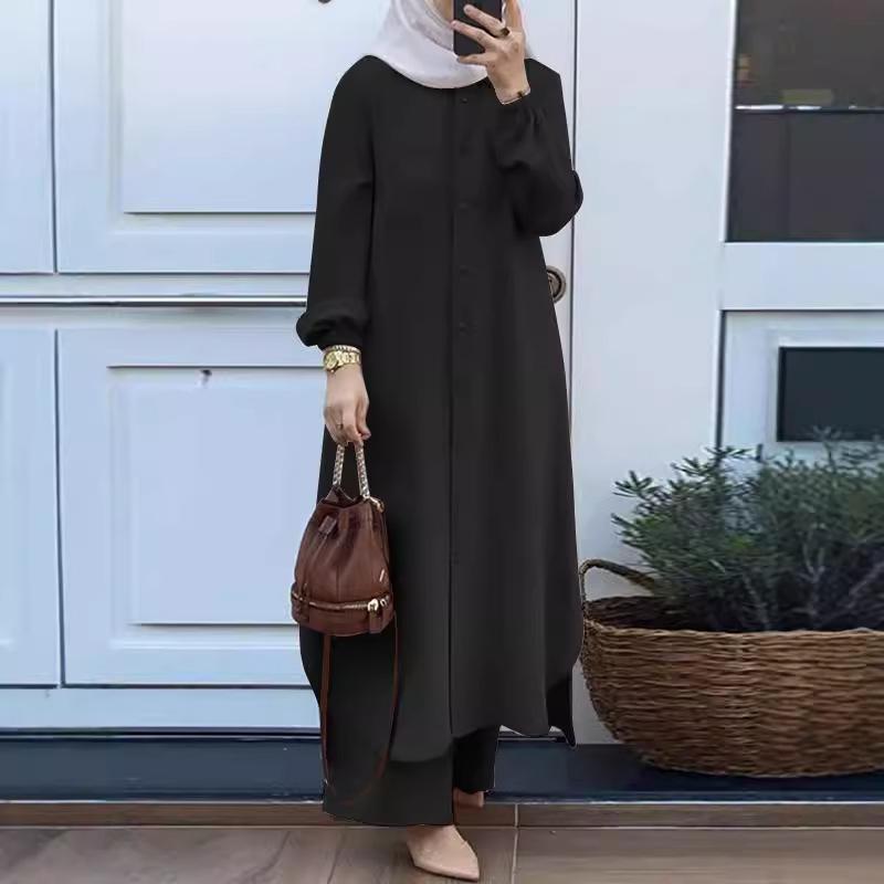 Middle Eastern Style Two-Piece Set: Long-Sleeve Shirt & Pants for Muslim Women – New Autumn/Spring Collection