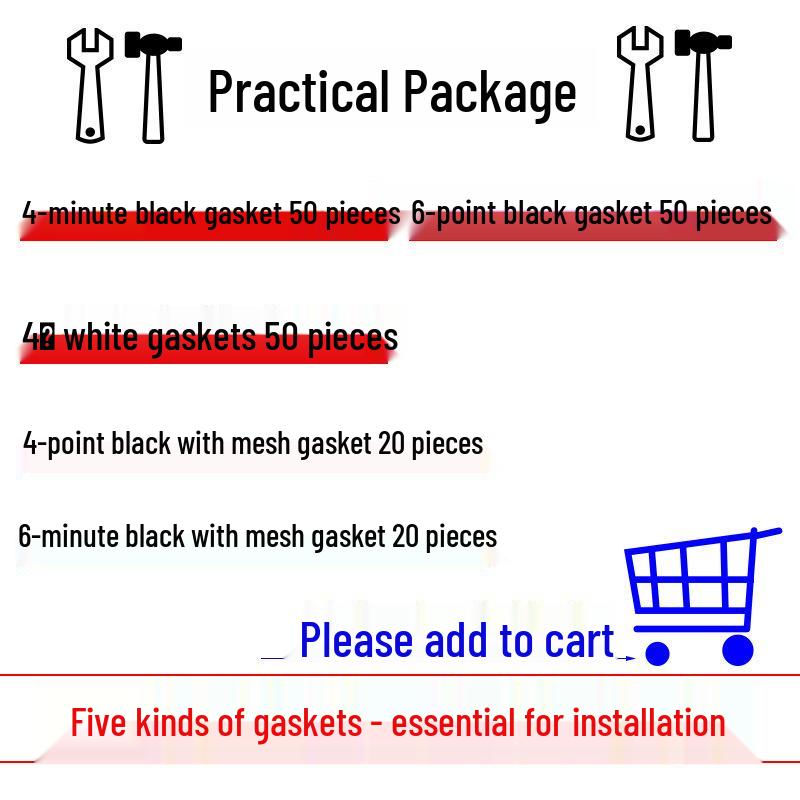 High-temp resistant rubber silicone sealing washer with flat mesh gasket for 4-point water heater and 6-point water meter shower inlet hose.