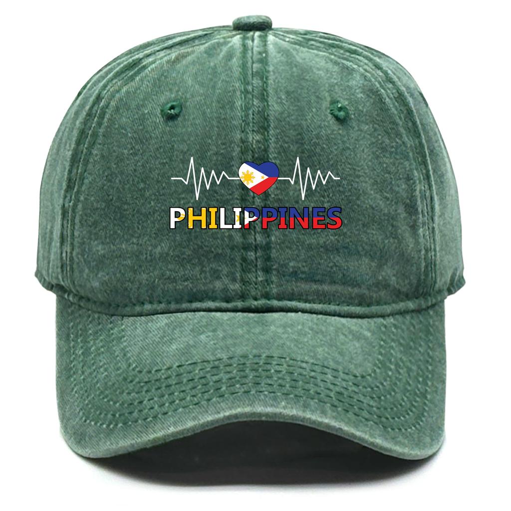 Heart-shaped Flag of Philippines Washed Cotton Snapback Baseball Caps Man's Cap Sporting Fashion Adjustable Baseball Hat
