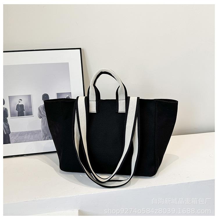 2025 Simple One Shoulder Handheld Canvas Bag Large Capacity Student Tote Canvas Bag Women's Cotton Shopping Canvas Bag