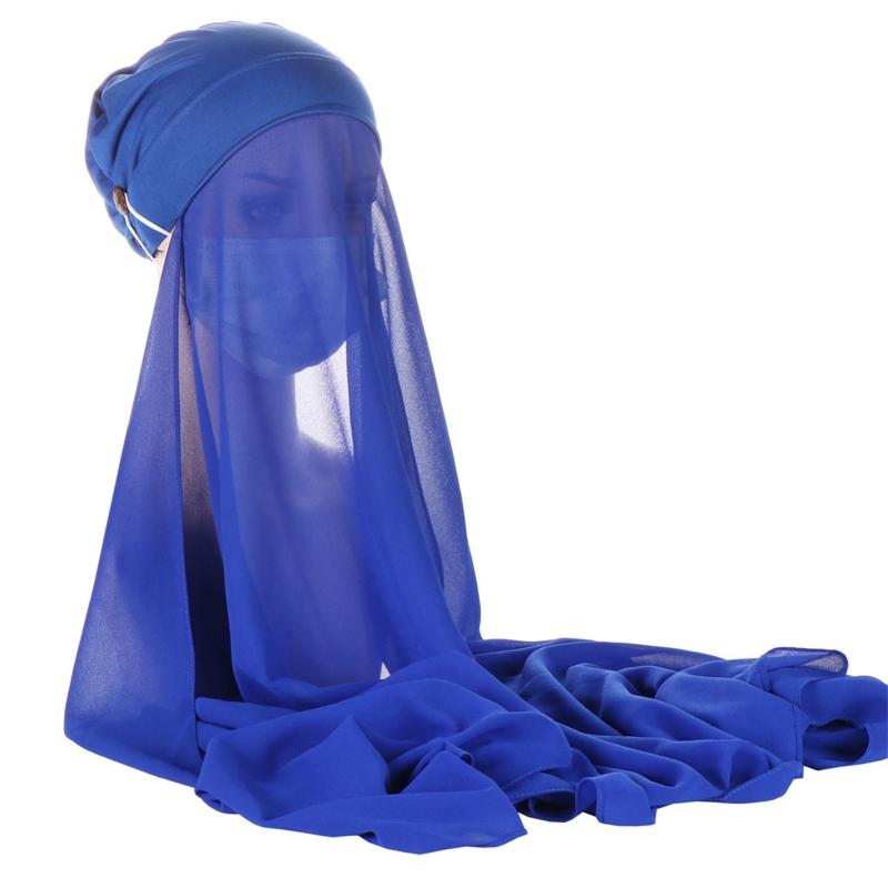 

Хиджаб с шапочками для женщин Мусульманский хиджаб шарф Шикарный хиджаб Премиальный шифоновый платок-обертывание для головы Нескользящий Тудунг Хиджаб королевский синий