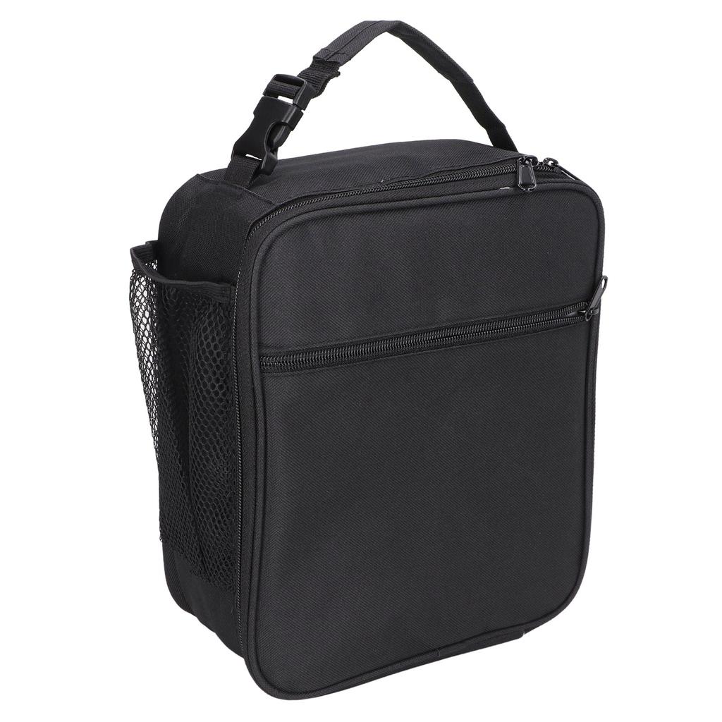 Handheld Lunch Bag High Capacity Thickened Insulation Meal Bag Aluminum Foil Heat Preservation Bento Bag Black Rectangle