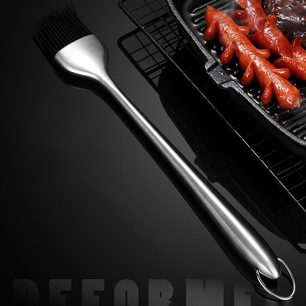 BBQ Basting Brush Silicone Bristles Stainless Steel Handle Make Grilling Easy