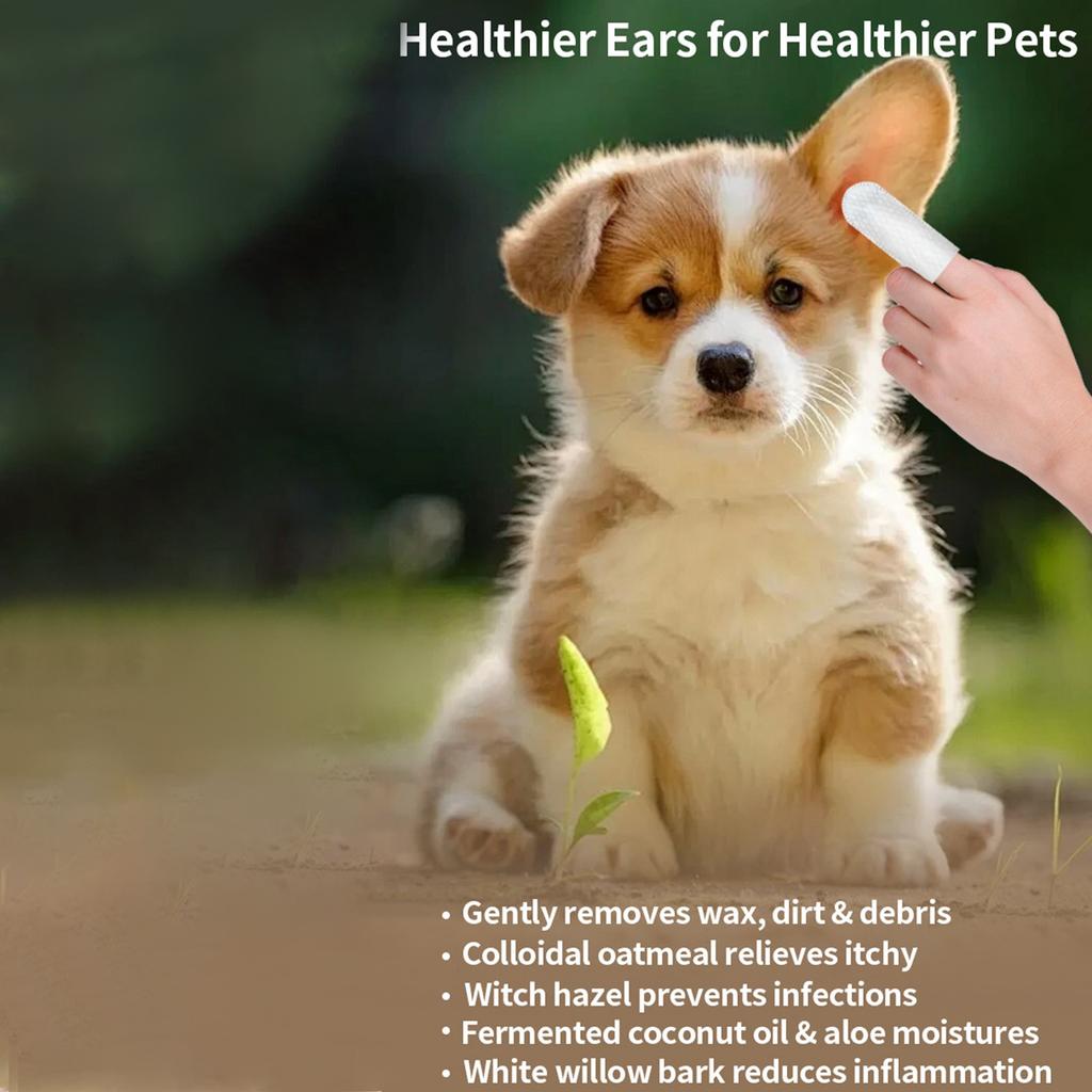 180ml Köpek & Kulak & Parmak Mendilleri Parmak Koruyucuları, Kalınlaştırılmış Kulak & Parmak Koruyucuları, Doğal Yatıştırıcı Kulak Temizleyici, Kulak Kirini Temizlemede Etkili (50 adet)