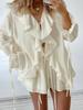 Spring Autumn French Sweet Loose Ruffles Lace Collar Two Piece Set Women's Outfit