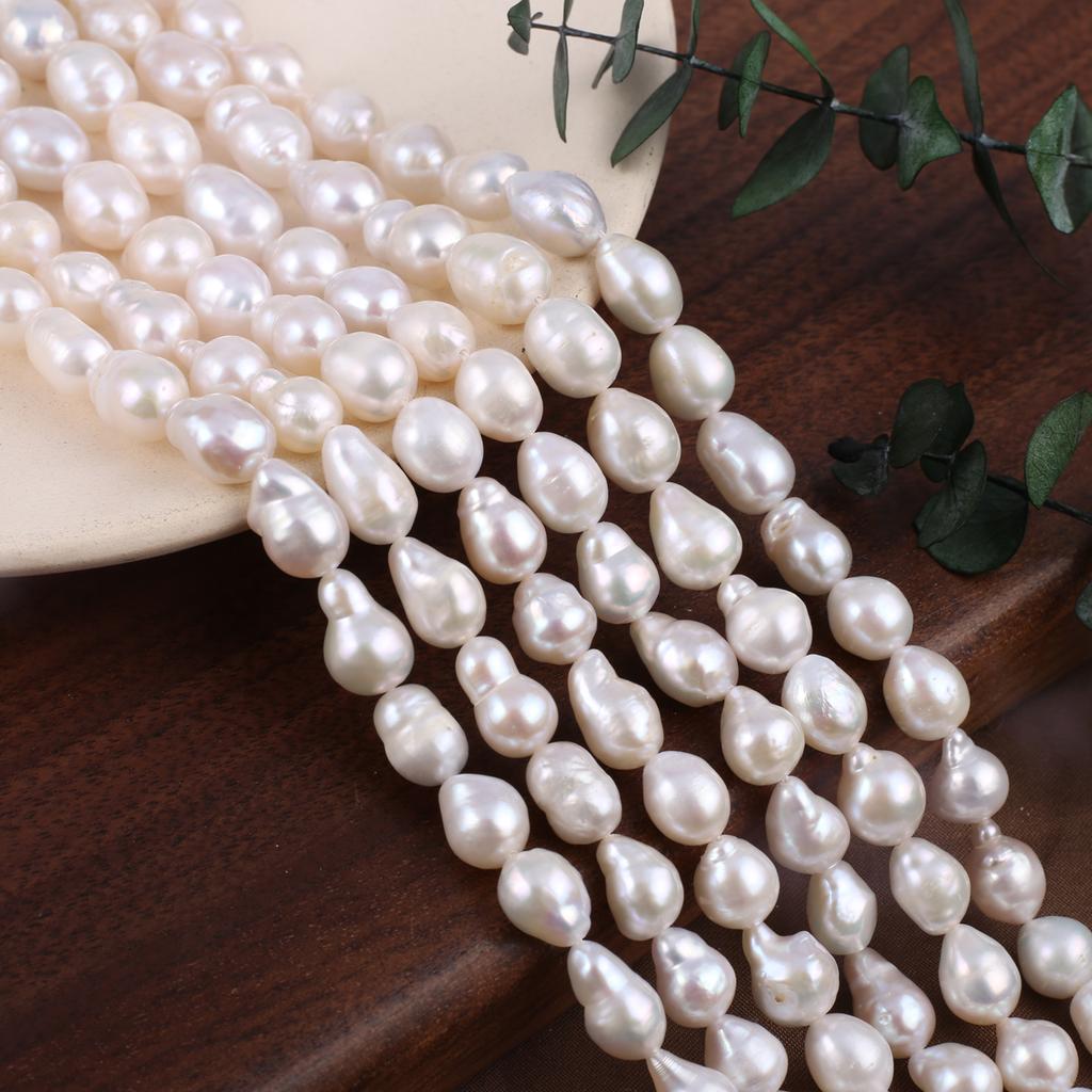 1String, Baroque Waterdrop Pearl 7-8mm, Fashion Women Natural Freshwater Pearl Beads for Jewelry Making DIY Crafts, Luxury Bulk Gifts 36cm