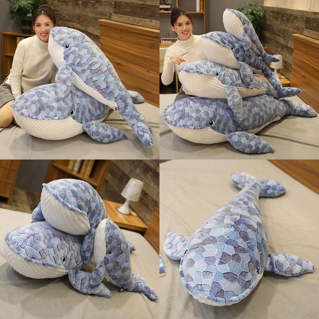 Big Blue Cartoon Whale Plush Toy Cute Sleeping Pillow Girl Birthday Gift Doll