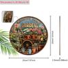 Vintage Wooden Welcome Sign with Garden Bonsai Pattern - Unique Round Sign for Front Door, Wall, Porch Hanging Decor - Ideal Home Hanging Ornament