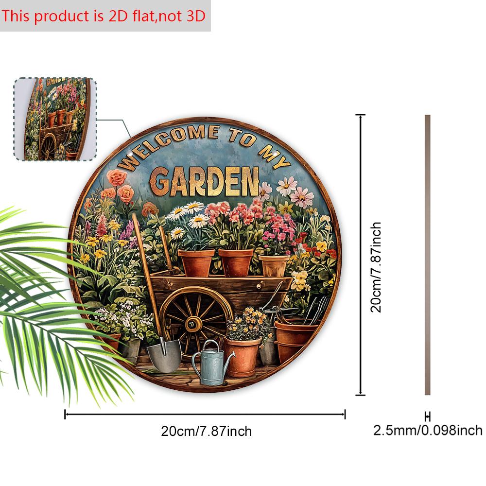 Vintage Wooden Welcome Sign with Garden Bonsai Pattern - Unique Round Sign for Front Door, Wall, Porch Hanging Decor - Ideal Home Hanging Ornament