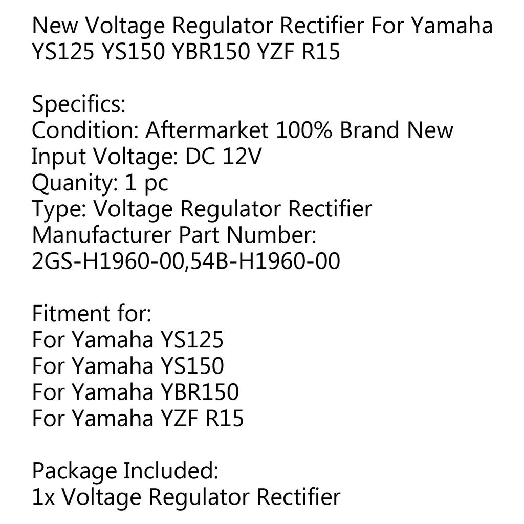 New Voltage Regulator Rectifier For Yamaha YS125 YS150 YBR150 YZF R15
