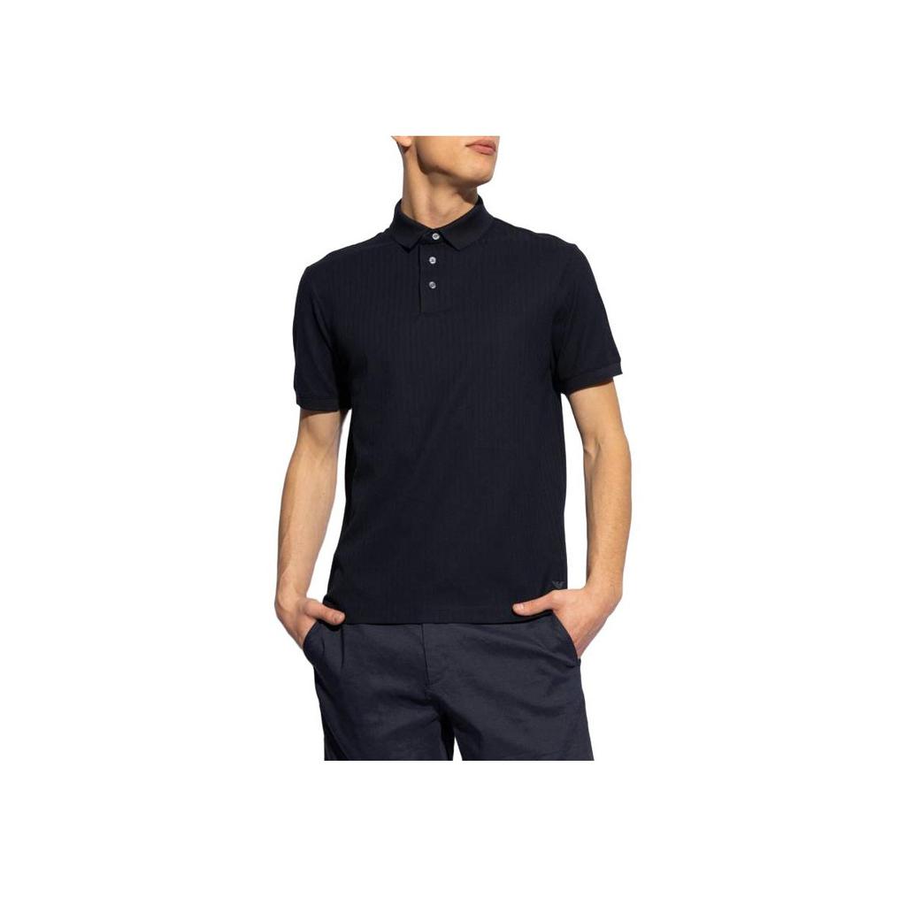 Emporio Armani Solid Color Polo Collar Short Sleeve Polo Shirt Men Tops Black 3D1FM2-1JGYZ-F996