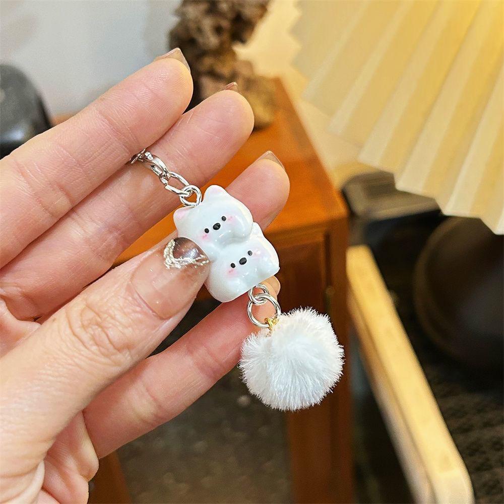 Cartoon sweet western plateau hairball mobile phone chain girly heart mobile phone charm accessories ins style&Anyone with a phone case can use it&Pet белый