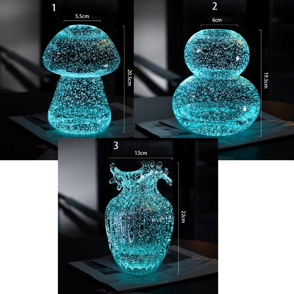 Ins Dreamlike Fluorescent Vase Exquisite Transparent Mushroom Vase Luminous Glacier Vase  Desktop