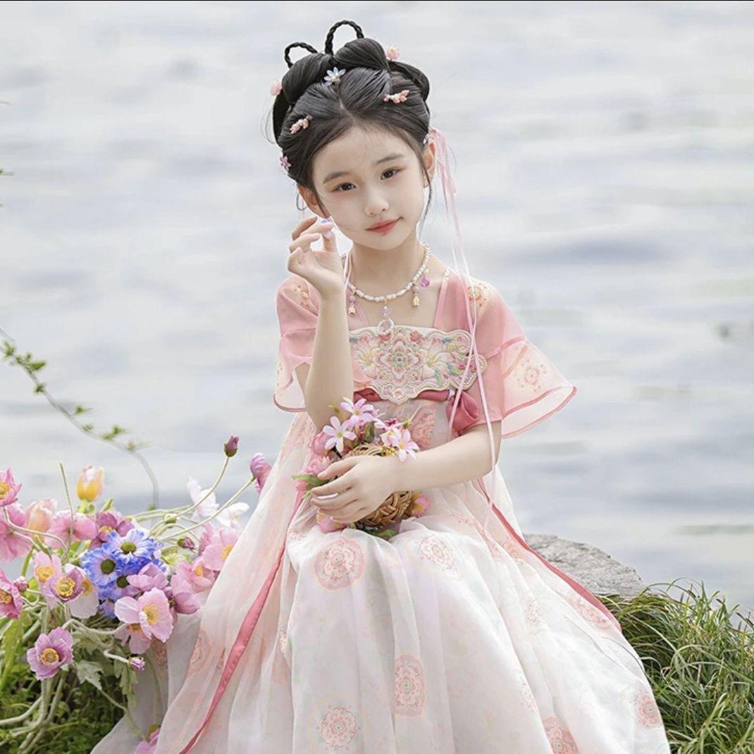 

Летний розовый принцессный ханьфу 2025: Платье руцюнь в китайском стиле для девочек 140 cm